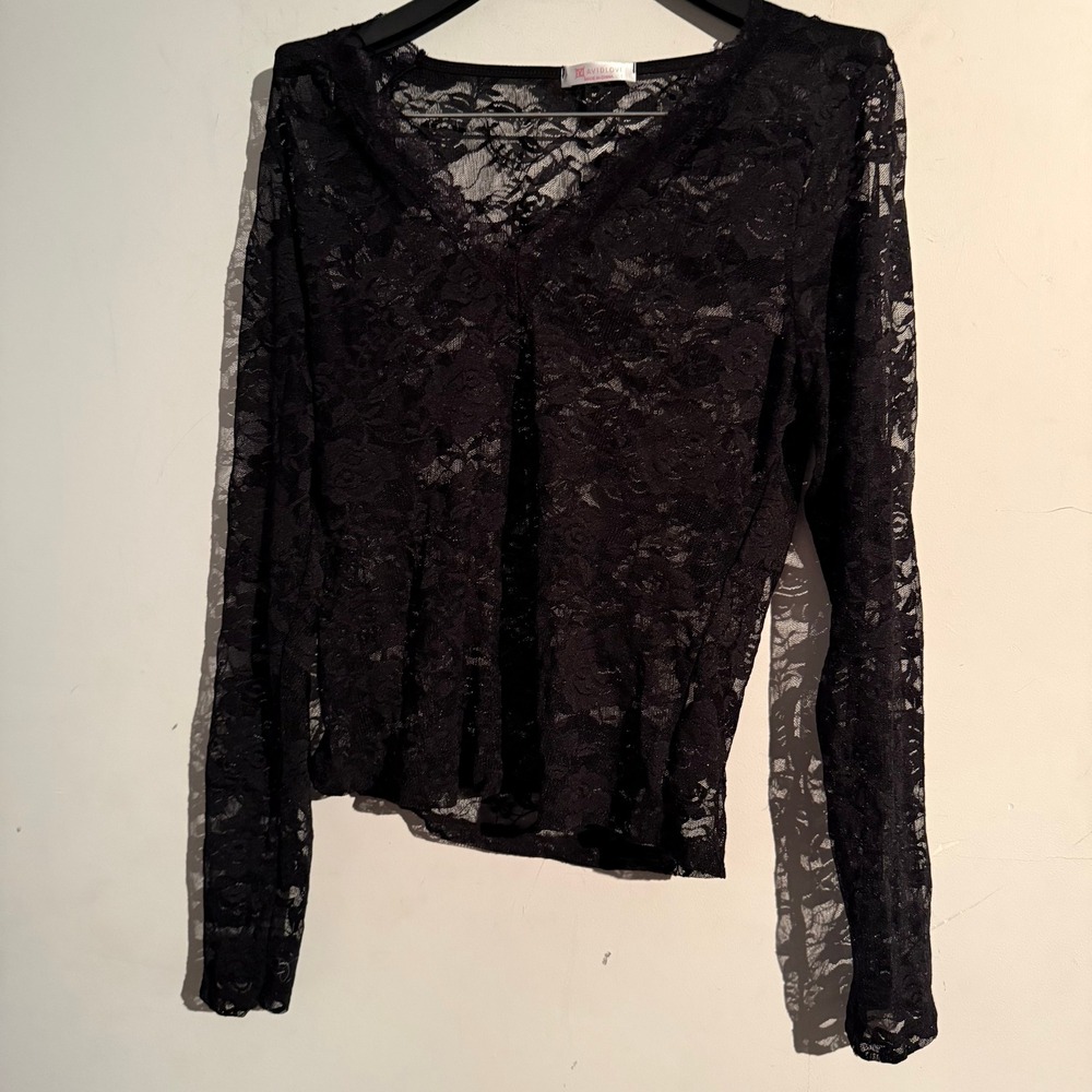 Y2K Avid Love Large Black Lace Floral Sheer Layer Whimsigoth Witchy Dark Fairy